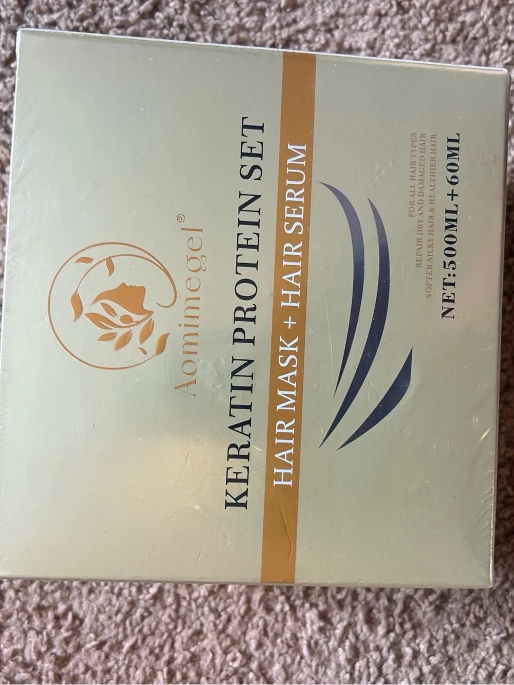 Aomimégel Keratin Protein Set - Hair Mask + Hair Serum (Green & Gold)